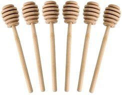 Honey Dipper Set of 6 Wood Stick Server for Honey Jar Dispense Drizzle Honey (6)