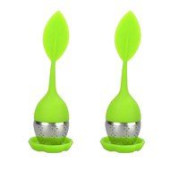 Zicome Silicone Tea Infuser with Drip Tray, Set of 2, Green