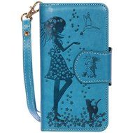 iPhone 7 Case, iPhone 7 Wallet Case,PHEZEN Beauty Flower Girl Cat Design PU Leather Wallet Case Stand Flip Case... N42