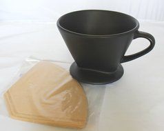 Glory & Grace Matte Black Ceramic No. 4 Coffee, Tea Dripper Filter Cone with Unbleached Melitta Filters Included N2