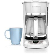 Black & Decker 12-Cup Programmable Coffee Maker, White N3