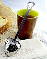 C-Pioneer Heart Shape Stainless Steel Tea Infuser Spoon Strainer Steeper Handle Shower N3