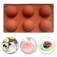 IC ICLOVER 6-Cavity Half Sphere Food Grade Silicone Mold Desserts Bakeware for Making Cake Jelly Pudding Muffin... N5