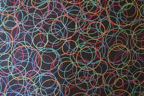Abstract Circles Artisanal Tea Cozy - Primary Colors on Black - 1 Medium Only N3