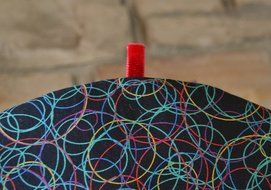 Abstract Circles Artisanal Tea Cozy - Primary Colors on Black - 1 Medium Only N4