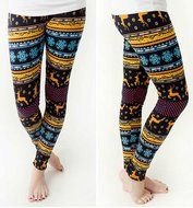 PHOTNO Women Skinny Christmas Elk Print Stretchy Pants Slim Leggings N15