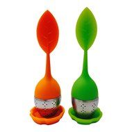 Tea Leaf Infuser Set, Silicone Long handle, Stainless Steel Base, Drip Tray,Perfect Cup Of Loose Tea. Guaranteed... N4