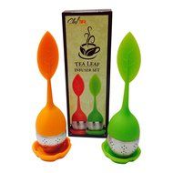 Tea Leaf Infuser Set, Silicone Long handle, Stainless Steel Base, Drip Tray,Perfect Cup Of Loose Tea. Guaranteed... N7
