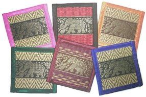 Chic Nature Reed Elephant Collection 6-piece Handmade Coaster Set, Assorted Color (Brown #3) N14