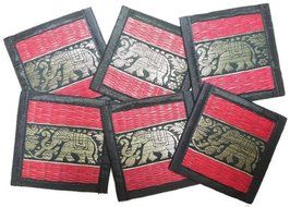 Chic Nature Reed Elephant Collection 6-piece Handmade Coaster Set, Assorted Color (Brown #3) N15