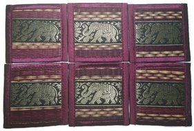 Chic Nature Reed Elephant Collection 6-piece Handmade Coaster Set, Assorted Color (Brown #3) N16