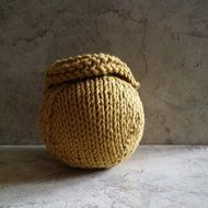 Apple Cozy Hand Knit Cotton 15mm round Button Dijon Mustard