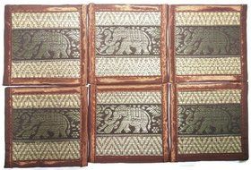 Chic Nature Reed Elephant Collection 6-piece Handmade Coaster Set, Assorted Color (Brown #3) N17