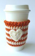 Pumpkin Spice Latte Cozy Pumpkin Cream Stripe with Heart Applique
