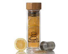 Premium Double-Walled Glass Tumbler by Samata Life, Tea Infuser, Fruit Infuser Water Bottle with Neoprene Sleeve... N3