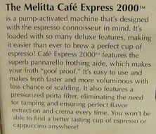 The Melitta Cafe Express 2000 Model K7953 N3