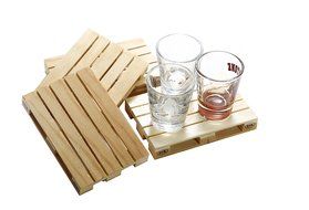 Miniature Craft Wood Pallet Coasters Set of 4 Unique Design for All Kinds of Beer Bottle Wine Glasses Drink Cans... N3