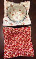 Red Floral/Polka dots,handmade,gift,Hot Cold Cozy,Microwave Bowl Cozie,Fabric Trivet, Hot pad, Pot Holder,Cotton...