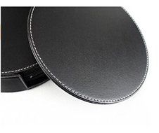 XICHEN® Leather Coasters - Upscale With Coaster Holder Sleek -6 Piece Set With Holder (Chocolate Brown) N4