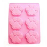 Houron 6 Cavity Paw Pan Baking Silicone Mold Pudding Mold Cake Mold Cookie Mold Jelly Mold Pink