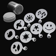 ReFaxi® Durable Stainless Steel Chocolate Dredge Shaker Cocoa Flour Coffee Sifter + 8x Cappuccino Coffee Stencils... N4