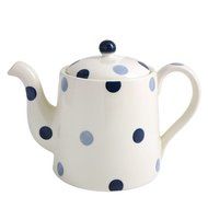 Fairmont and Main White Spotted Teapot, Large 1 Litre, Blue/Cream