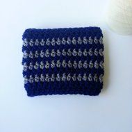 Cafe Latte Cozy, Crochet Coffee Sleeve, Striped Coffee Cup Sleeve, Navy and Grey Cup Cozy N3