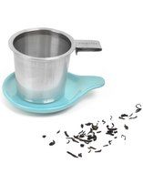 Hook Handle Tea Infuser and Dish Set (Turquoise) N4