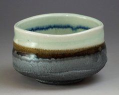 [Matcha Bowl] Mino-yaki Blue ground 'Kaniri' Matcha Chawan [Japan Import]