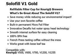 Solofill V1 Gold Refillable Filter Cup for Keurig Brewers