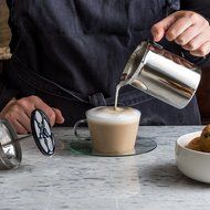 Bellemain Stainless Steel Hand Pump Milk Frother, 14 oz. capacity N8