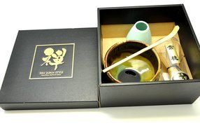 Japanese Mino Yaki ware Matcha Bowl And Tea Ceremony Set Green Tea 11 / 11 / 8cm (4.3 / 4.3 / 3.1inch)[7391] N3