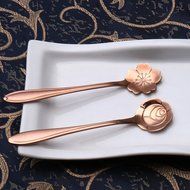 Stainless Steel Tableware Creative Coffee Scoops Stirring Spoon Sugar Spoon Set of 5 (Rose Gold) N2