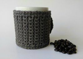 Crochet Cotton Coffee Mug Cozy Grey 16 Colors Available N2