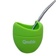 Qooble Silicone Mate Gourd with Bombilla Drinking Straw for Yerba Mate Tea Herbal Infusions (Charcoal Gray) N2