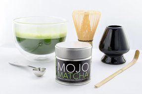 Mojo Matcha 6 pc Whisk and Double Walled Glass Bowl Accessories Set with Premium Ceremonial Grade (Glass) N2