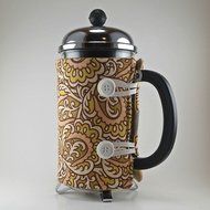 Gold and Peach Paisley, French Press Cozy, Cafetiere Cosy, 8 cup N2