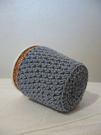 Handmade Crochet Ice Cream Pint Cozy in Stonewash Denim N2