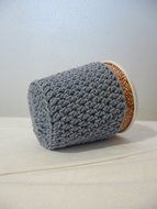 Handmade Crochet Ice Cream Pint Cozy in Stonewash Denim N3