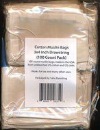 Cotton Muslin Bags 3x4 Inch Drawstring 100 Count Pack USA Product N2