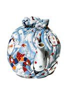 Teapot Cozy Christmas themed with Snowmen on Sky Blue fabric,Quilted Teapot cozy sky blue with snowmen and snowflakes... N3