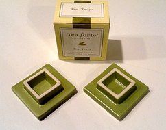 Tea Forte Ceramic Tea Trays for Silken Tea Infusers (Set of 2) N3