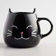Cat Coffee Mug and Happy Cat Tea Bag Rest Holder - Large 17 Oz (Black) N5