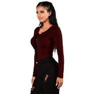 Bandage Blouse,Laimeng Women Cotton Blend Autumn Winter Strap Casual Shirt T-shirt Top Blouse (M, Gray) N9