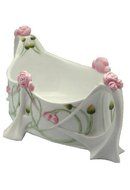 Unicorn Studios AP20315AA White Porcelain Tea Bag Caddy with Roses Stems Leaves