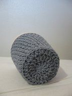 Handmade Crochet Ice Cream Pint Cozy in Stonewash Denim N4