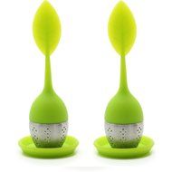 Set of 2 - Wenmeili Loose Tea Infuser Strainer with Drip Tray - Cute Silicone Leaf Handle As the Lid with Steel... N6