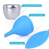 Set of 2 - Wenmeili Loose Tea Infuser Strainer with Drip Tray - Cute Silicone Leaf Handle As the Lid with Steel... N8