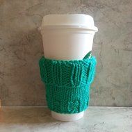 Cotton Knit Coffee Cup Sleeve Mod Green N4