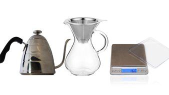 CoastLine Pour Over Coffee Kit | Includes 4-Cup Carafe with Stainless Steel Reusable Filter, Pour-Over Kettle... N3